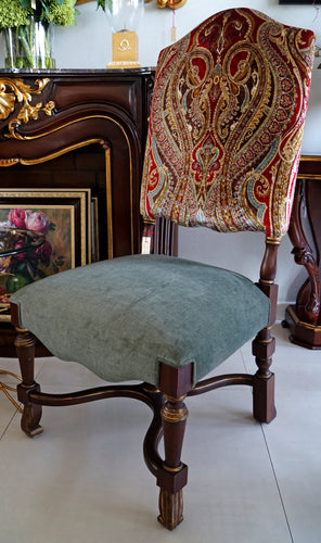 High Back Chair featuring hand carved frame and premium velvet fabrics at Casabella Home Furnishings and Accessories Dubai
