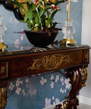 Load image into Gallery viewer, Close up of Lion Wood Console Table at Casabella Home Furnishings and Accessories
