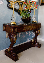 Load image into Gallery viewer, Neoclassic Lion Wood Console Table with Emparador Marble Top at Casabella Home Furnishings and Accessories
