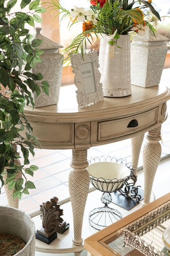 A white Console table with drawer