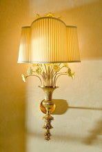 Load image into Gallery viewer, Neoclassic Wall Light Sconce in floral design made from brass 
